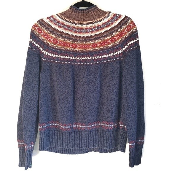 VTG 90's Y2K Tiara International Fair Isle Front Zip Cardigan Sweater Size Large - Picture 4 of 7